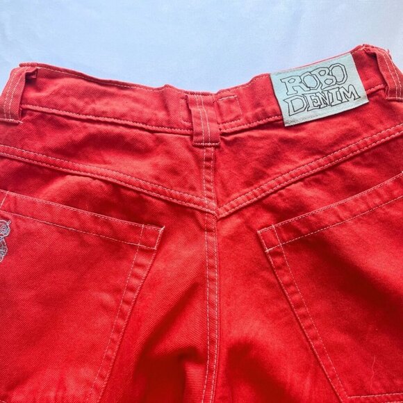 DIGITS 238 ROBO DENIM MEN'S ORANGE BAGGY STREETWEAR WIDE LEG JEANS - XS - Picture 9 of 12